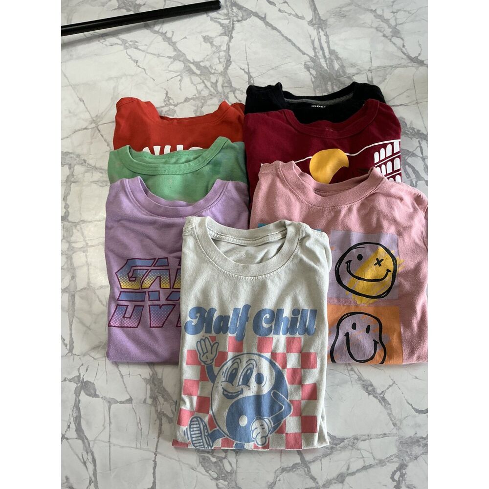 Boys Graphic T Shirt Lot of 7 Size 6-8 Cat & Jack Old Navy Wonder Nation Bundle